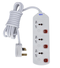 Show details for MAY 3 GANG EXTENSION CORD - 3 MTR Picture of MAY 3 GANG EXTENSION CORD - 3 MTR