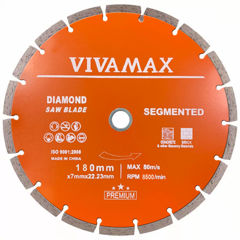 Show details for VIVAMAX DIAMOND SAW BLADE 180 MM - SEGMENTED Picture of VIVAMAX DIAMOND SAW BLADE 180 MM - SEGMENTED