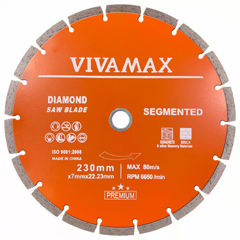 Show details for VIVAMAX DIAMOND SAW BLADE 230 MM - SEGMENTED Picture of VIVAMAX DIAMOND SAW BLADE 230 MM - SEGMENTED