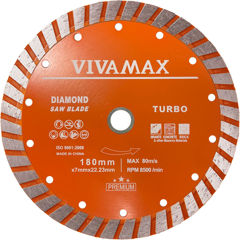Show details for VIVAMAX DIAMOND SAW BLADE 180 MM - TURBO Picture of VIVAMAX DIAMOND SAW BLADE 180 MM - TURBO